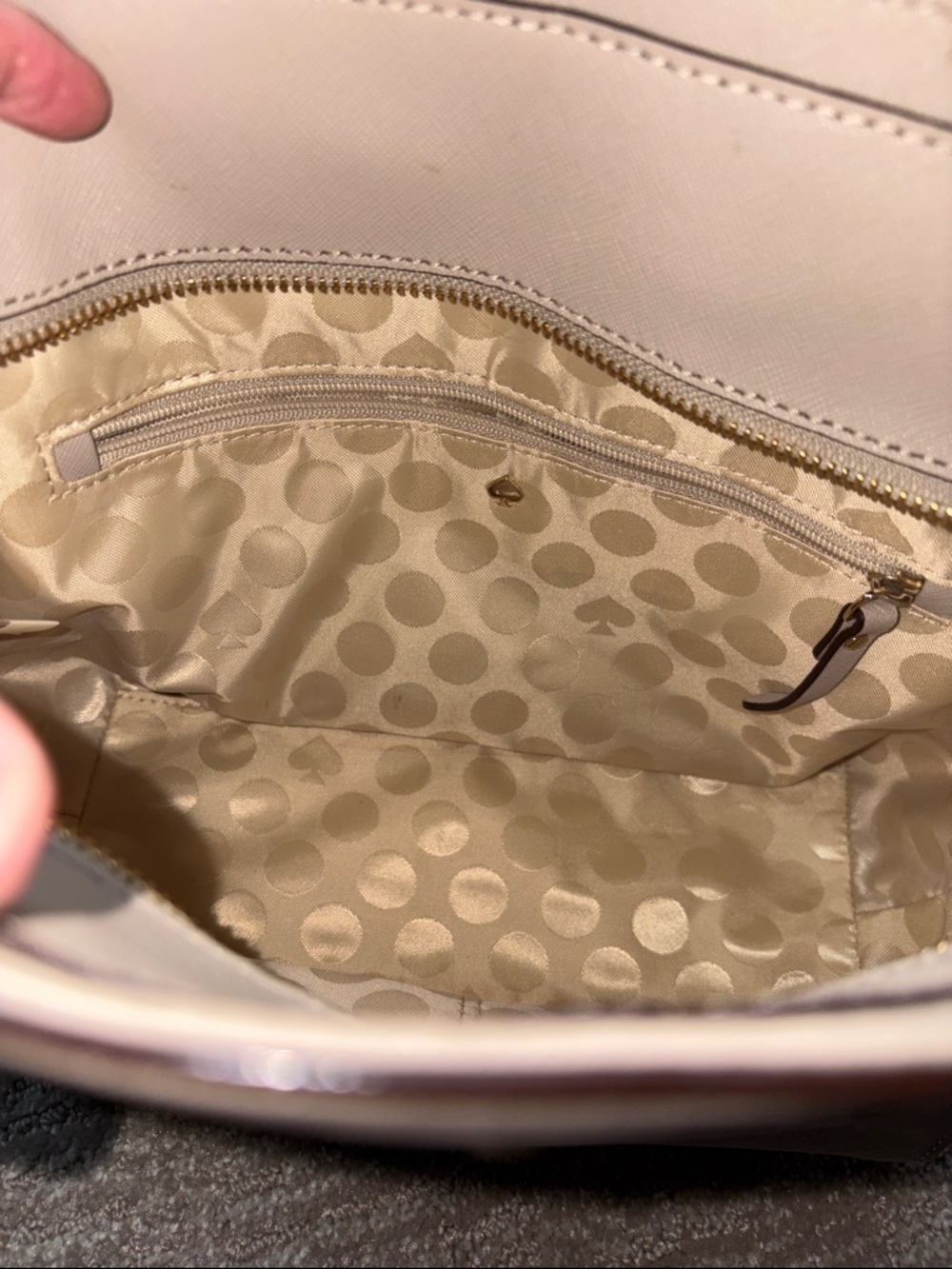 kate spade Hayden Gray with Pink Panel Leather Satchel w/ crossbody strap EUC 🙌 - Picture 10 of 13